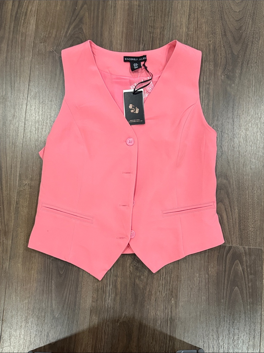 Sincerly Jules Coral Pink Tailored Women's Vest